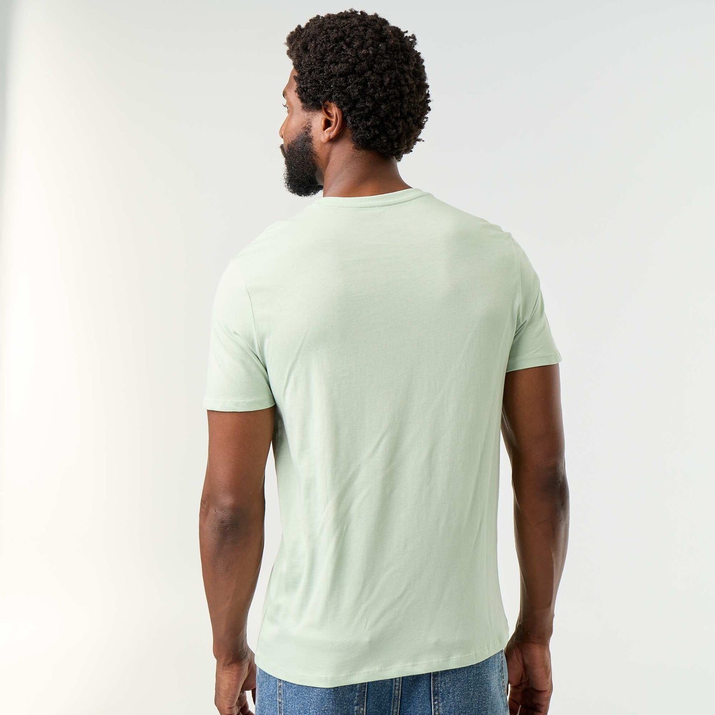 Straight-Cut Plain Jersey T-shirt GREEN