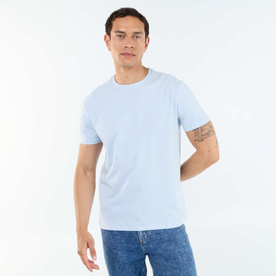 Straight-Cut Plain Jersey T-shirt BLUE