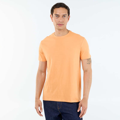 Straight-Cut Plain Jersey T-shirt ORANGE