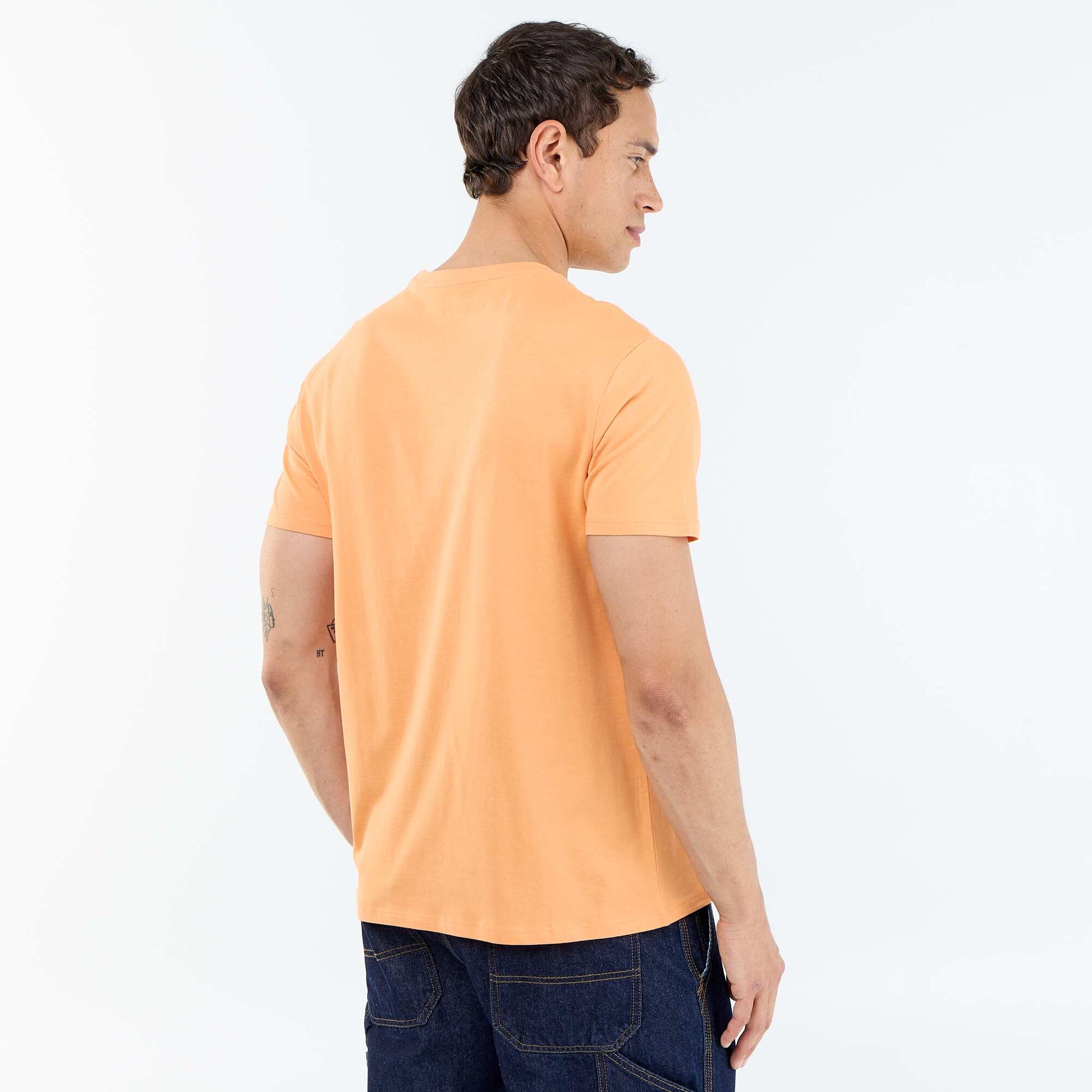 Straight-Cut Plain Jersey T-shirt ORANGE