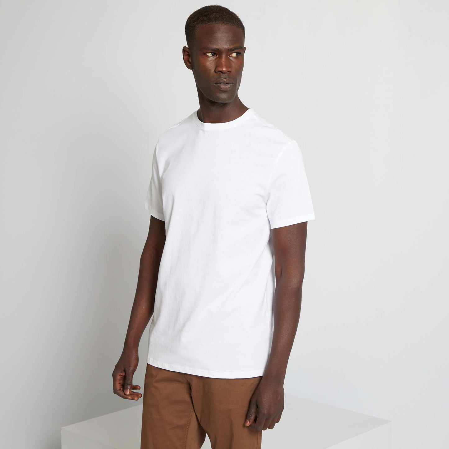 Plain jersey straight T-shirt white