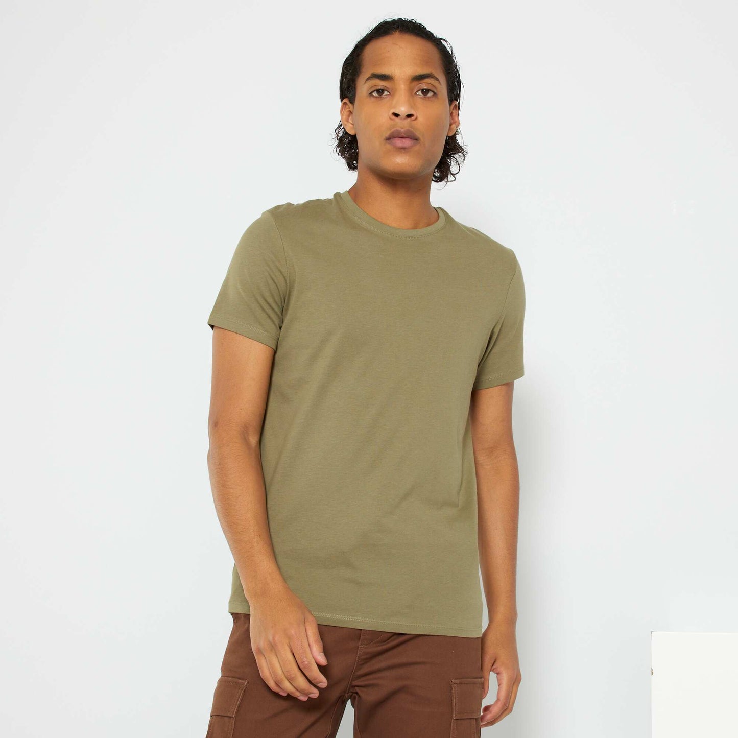 Plain jersey straight T-shirt lichen green