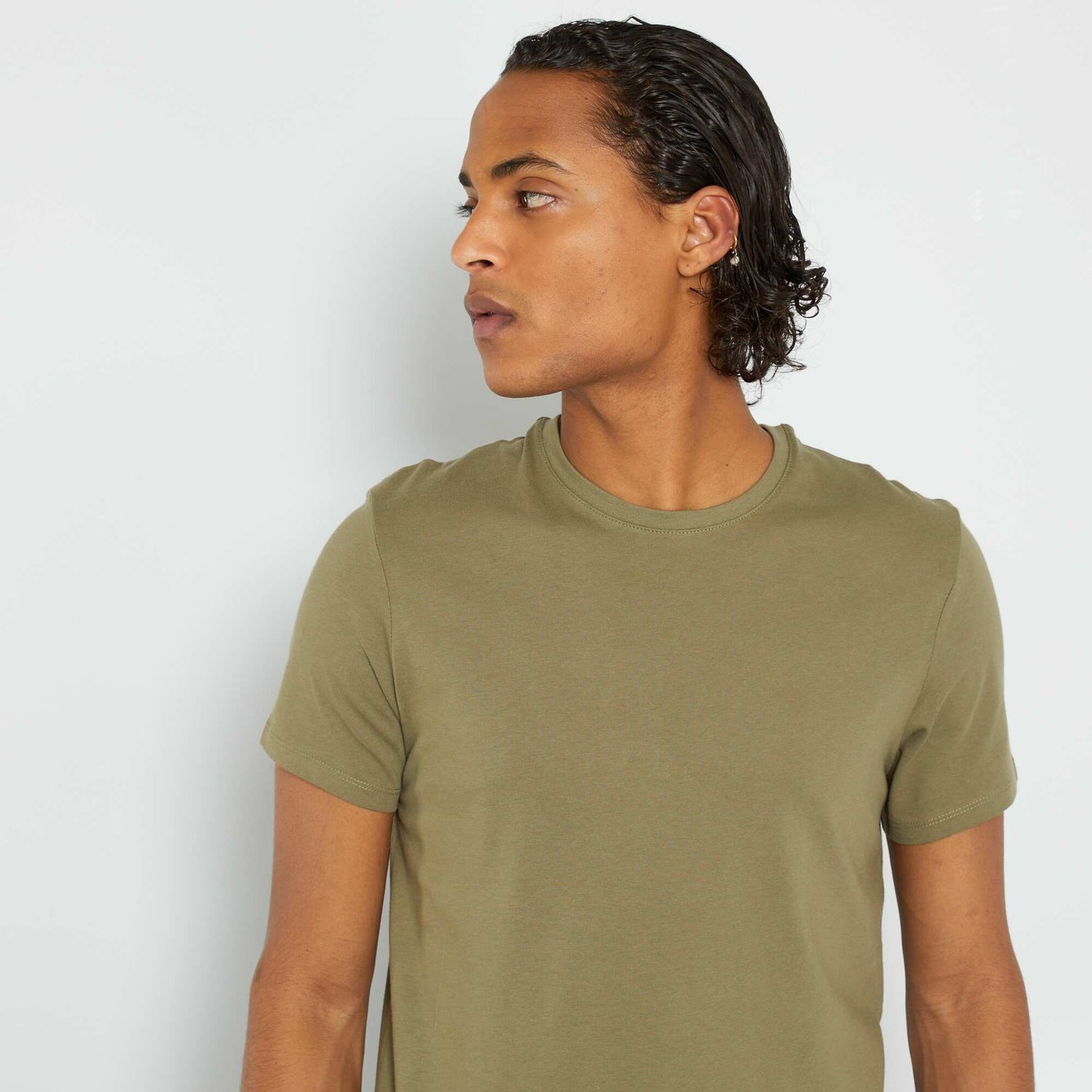 Plain jersey straight T-shirt lichen green