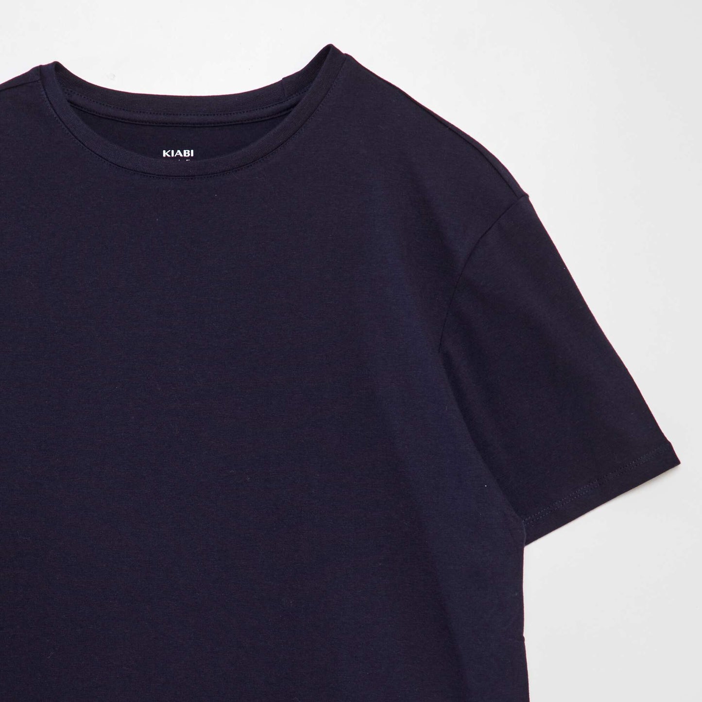 Plain jersey straight T-shirt dark blue