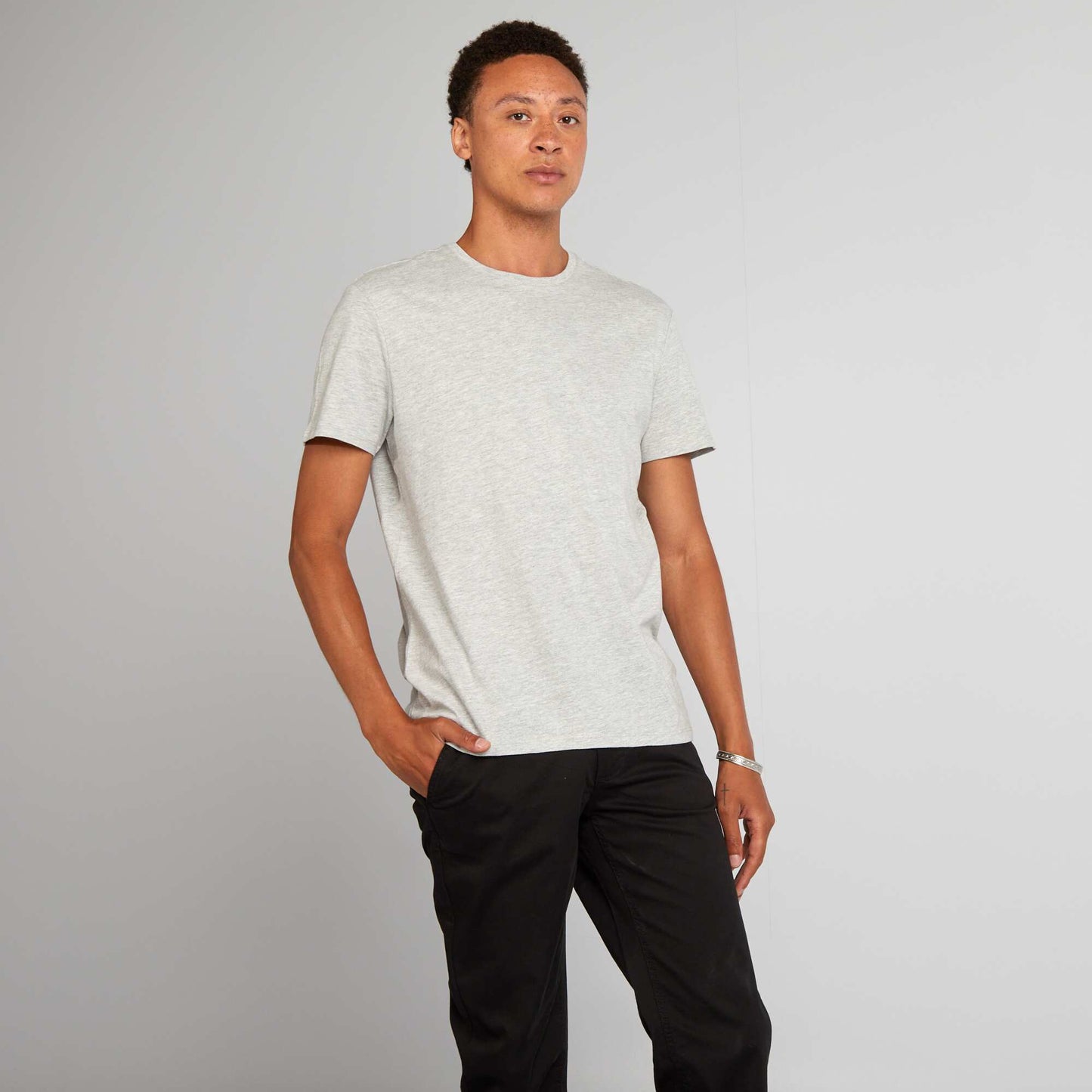 Plain jersey straight T-shirt GREY