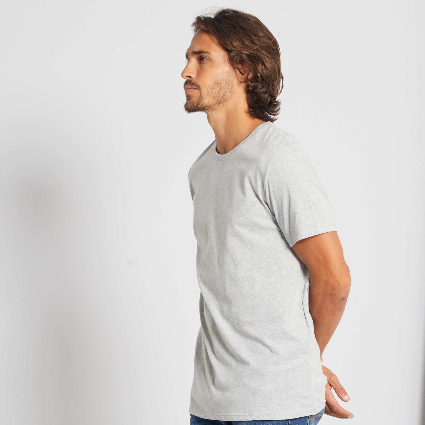 Plain jersey straight T-shirt GREY