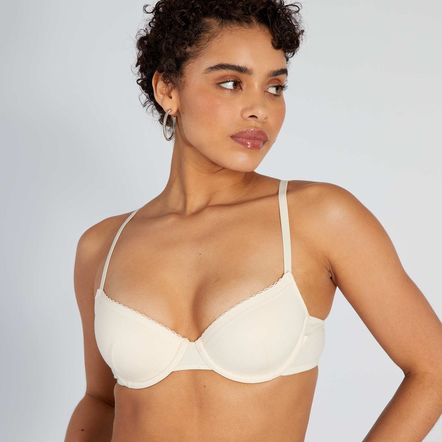 Padded cotton bra BEIGE