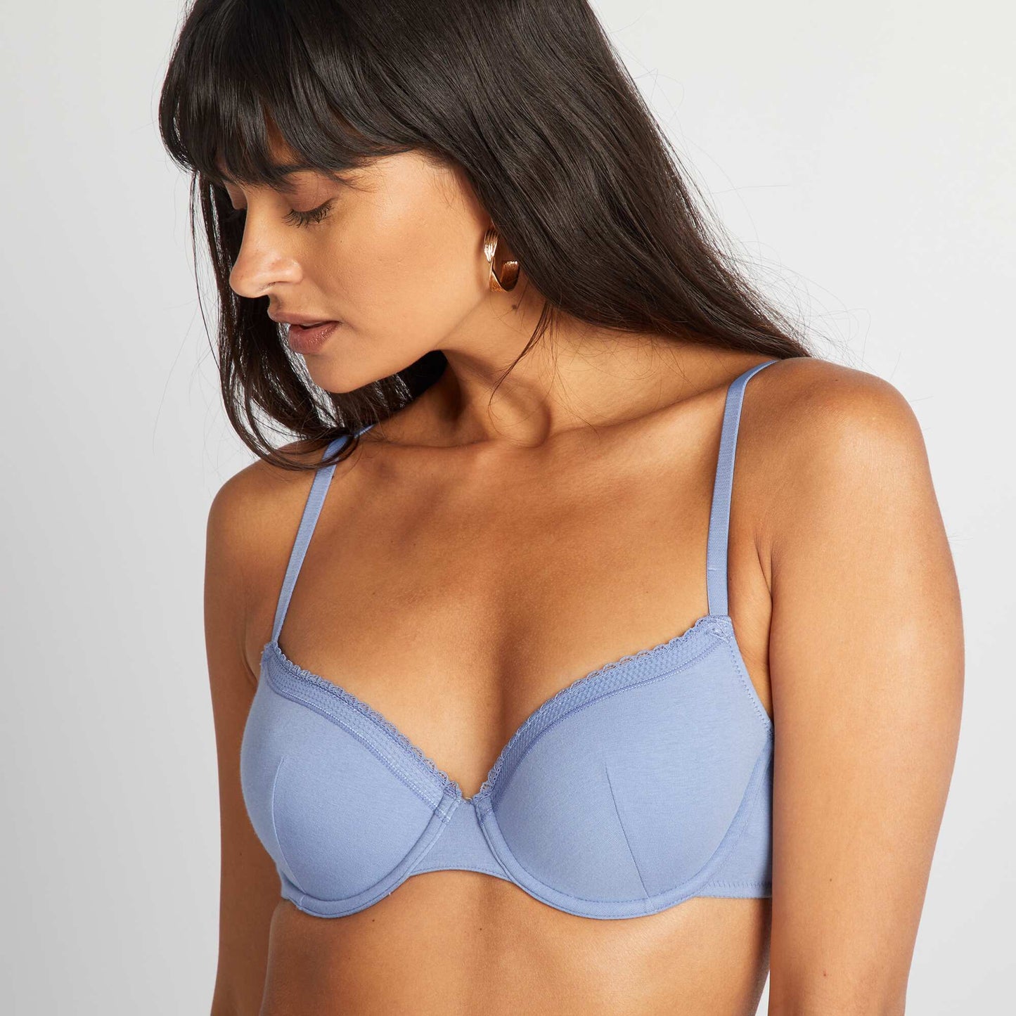 Padded cotton bra BLUE