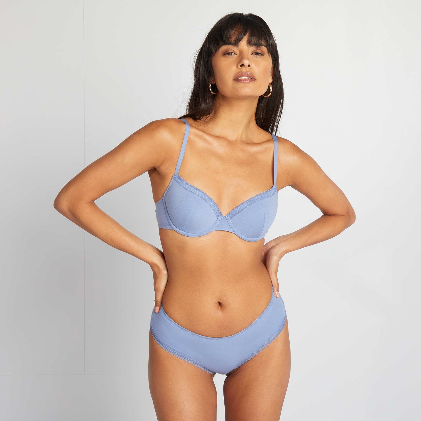 Padded cotton bra BLUE