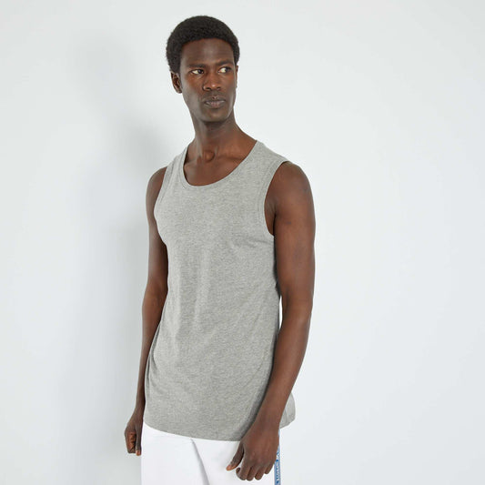 Plain sleeveless pyjama top GREY