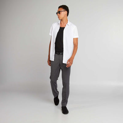 Short-sleeved straight-cut shirt WHITE