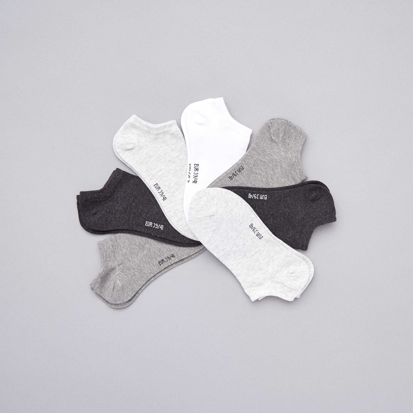 Pack of 7 Invisible Socks LIGHT GRAY
