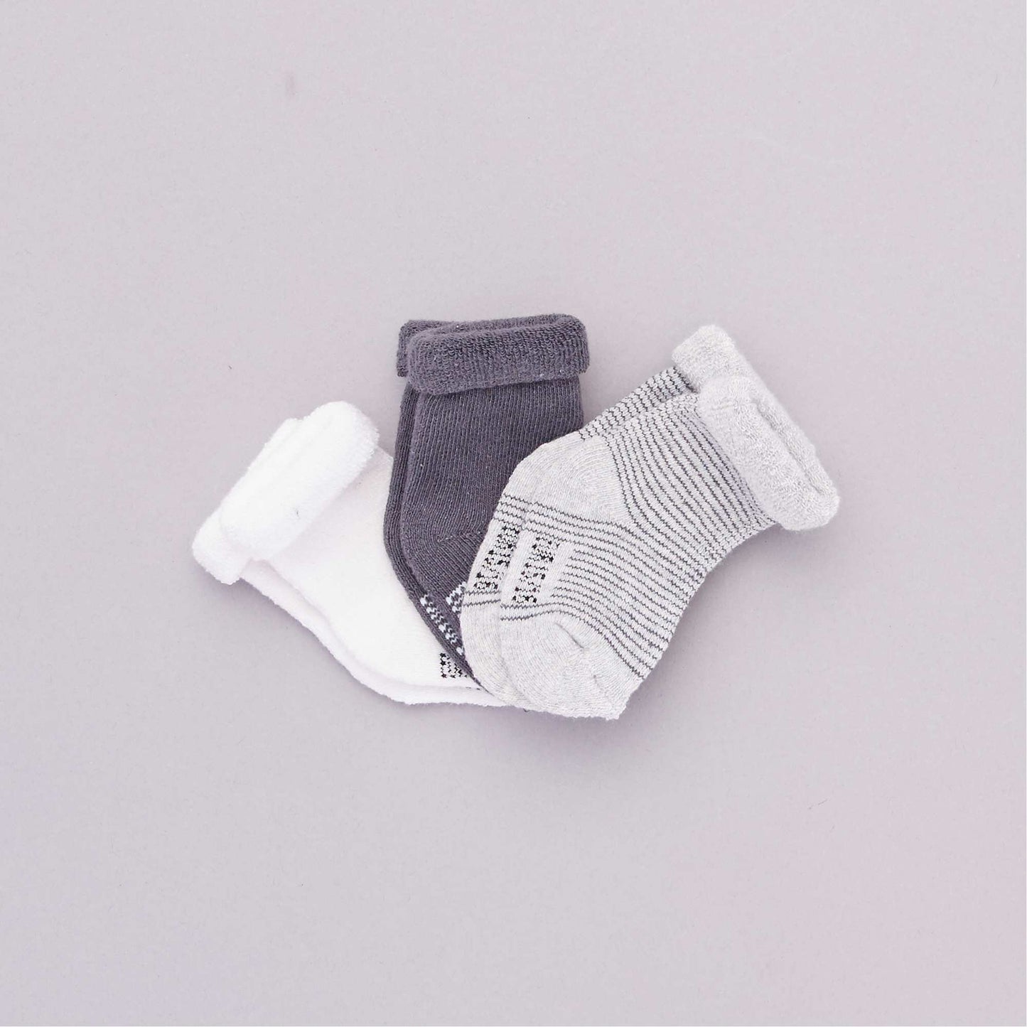 Pack of 3 pairs of baby socks GREY