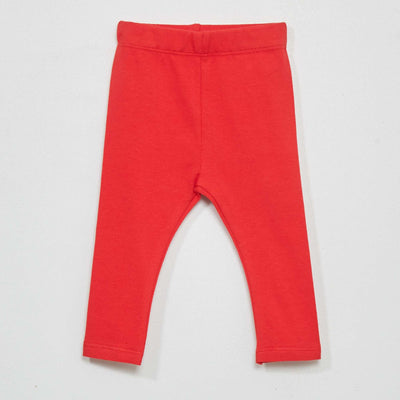 Long plain jersey knit leggings RED