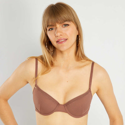 Microfibre padded bra BROWN