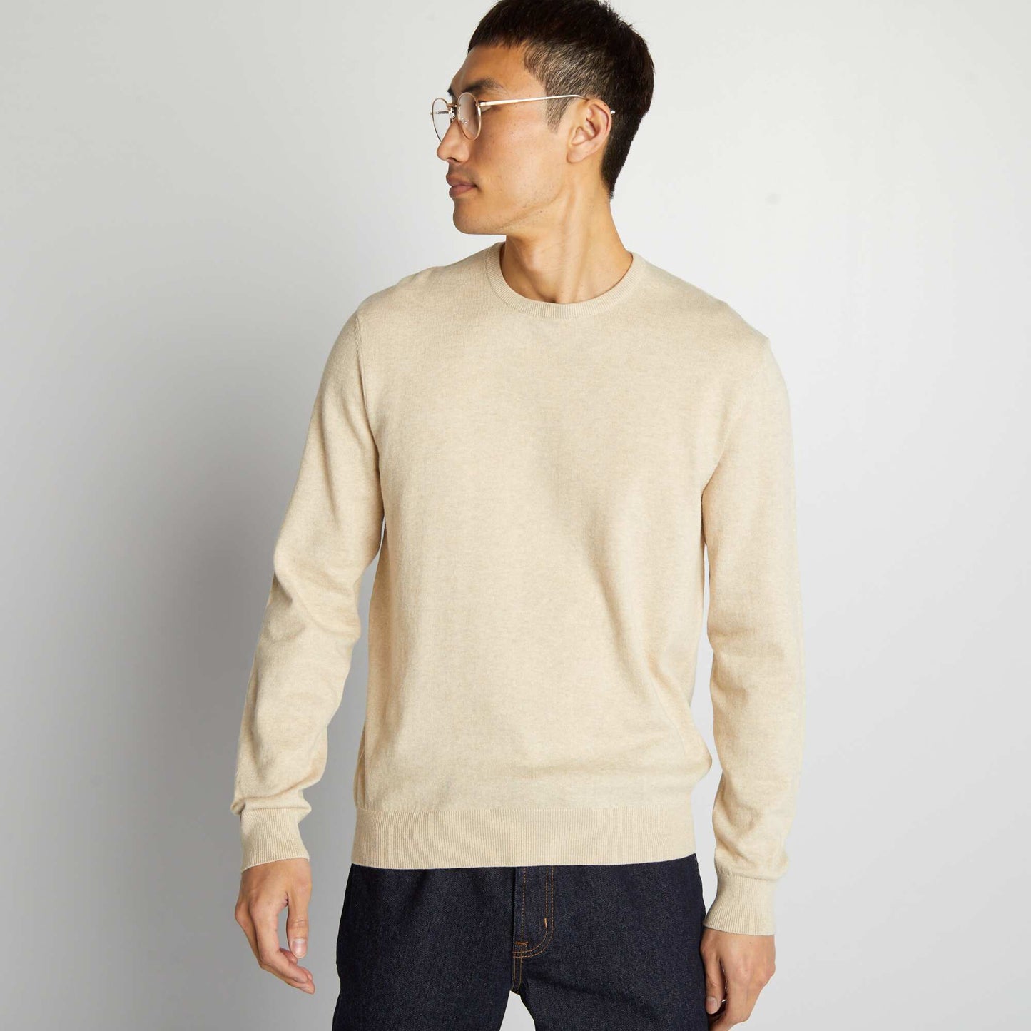 Round neck sweater BEIGE