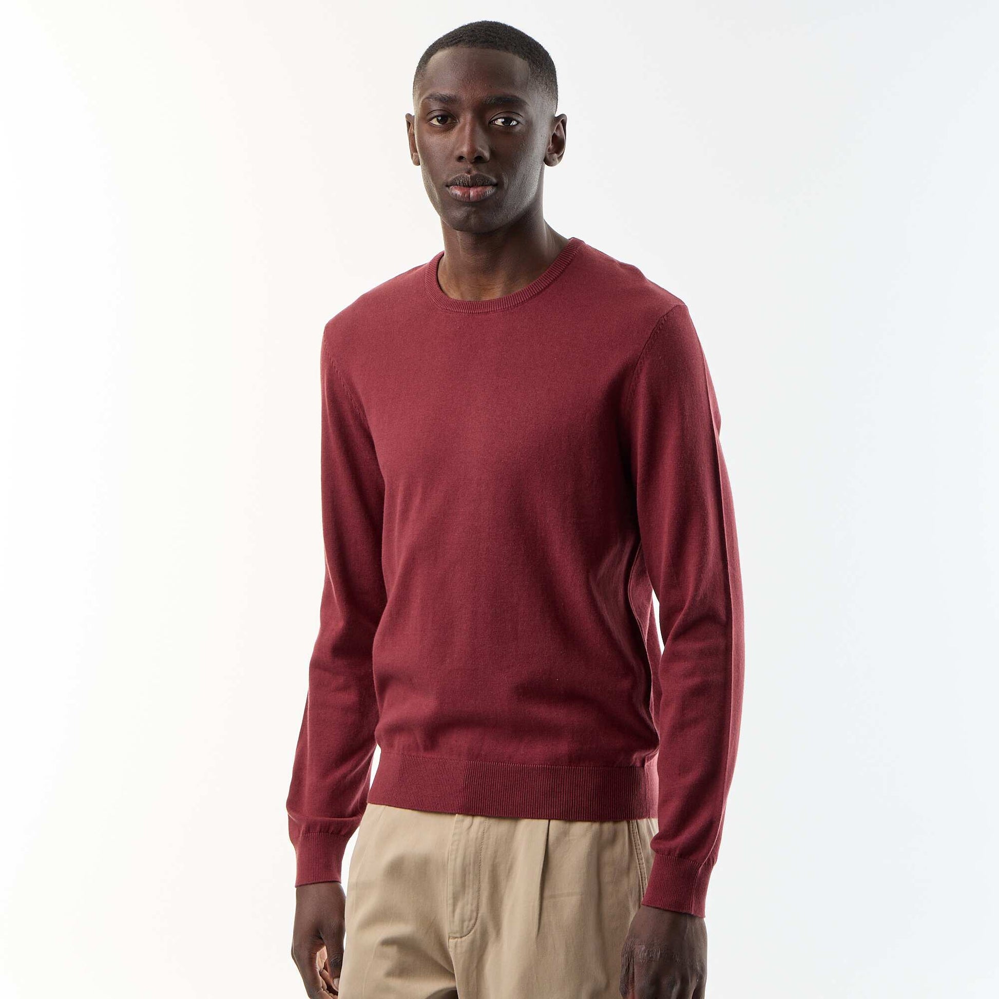 Plain round neck sweater RED