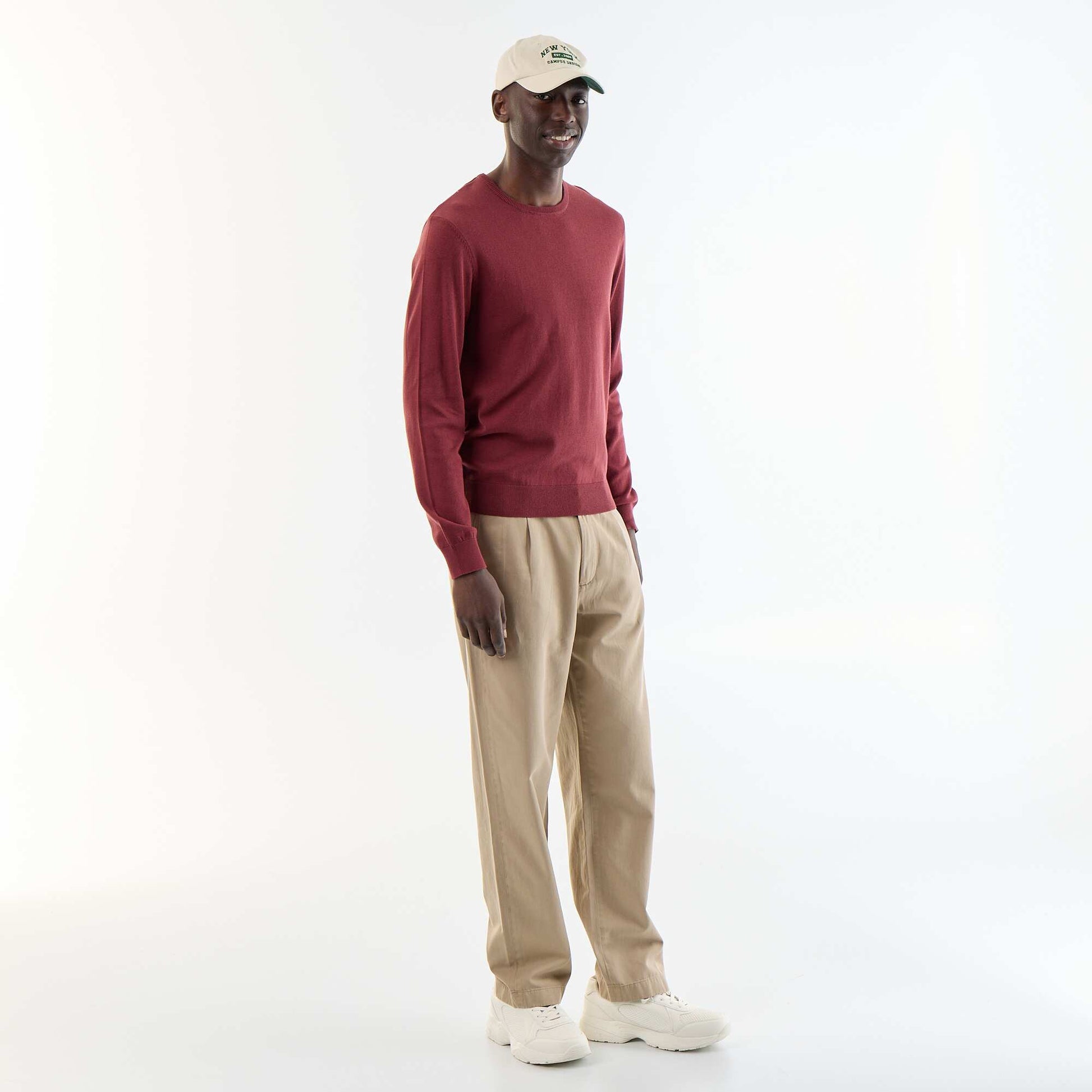 Plain round neck sweater RED