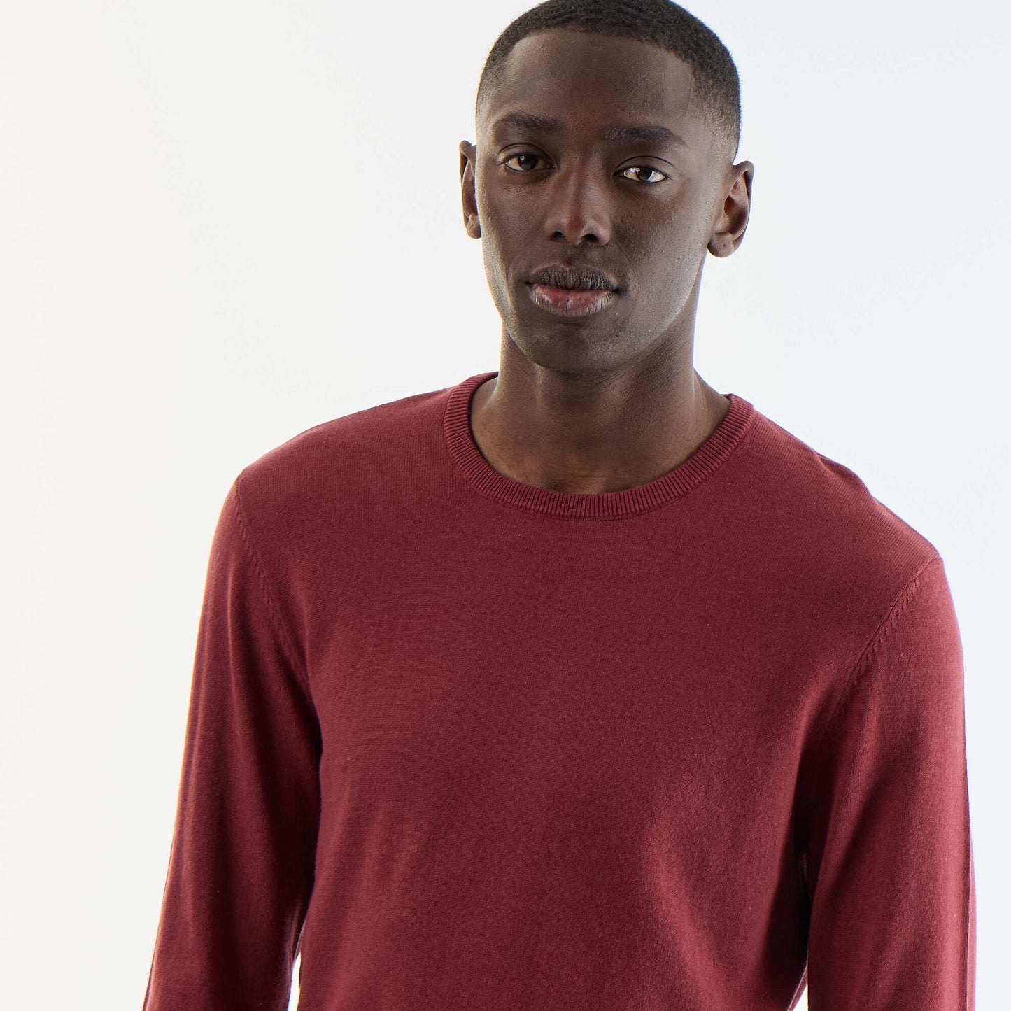 Plain round neck sweater RED
