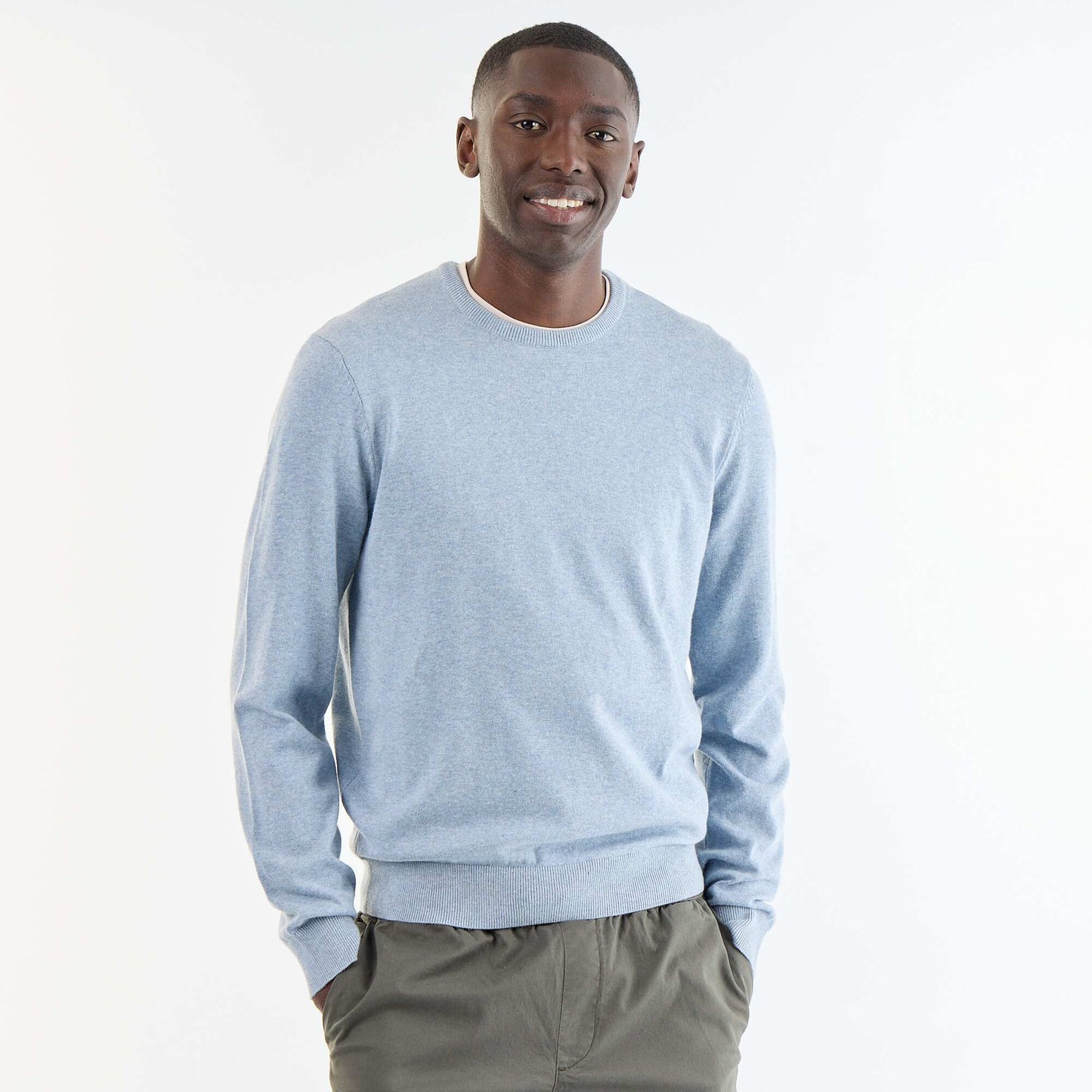 Plain round neck sweater BLUE