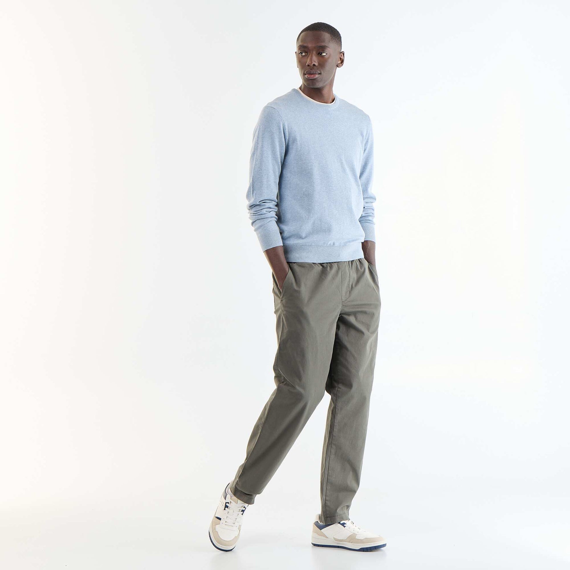 Plain round neck sweater BLUE