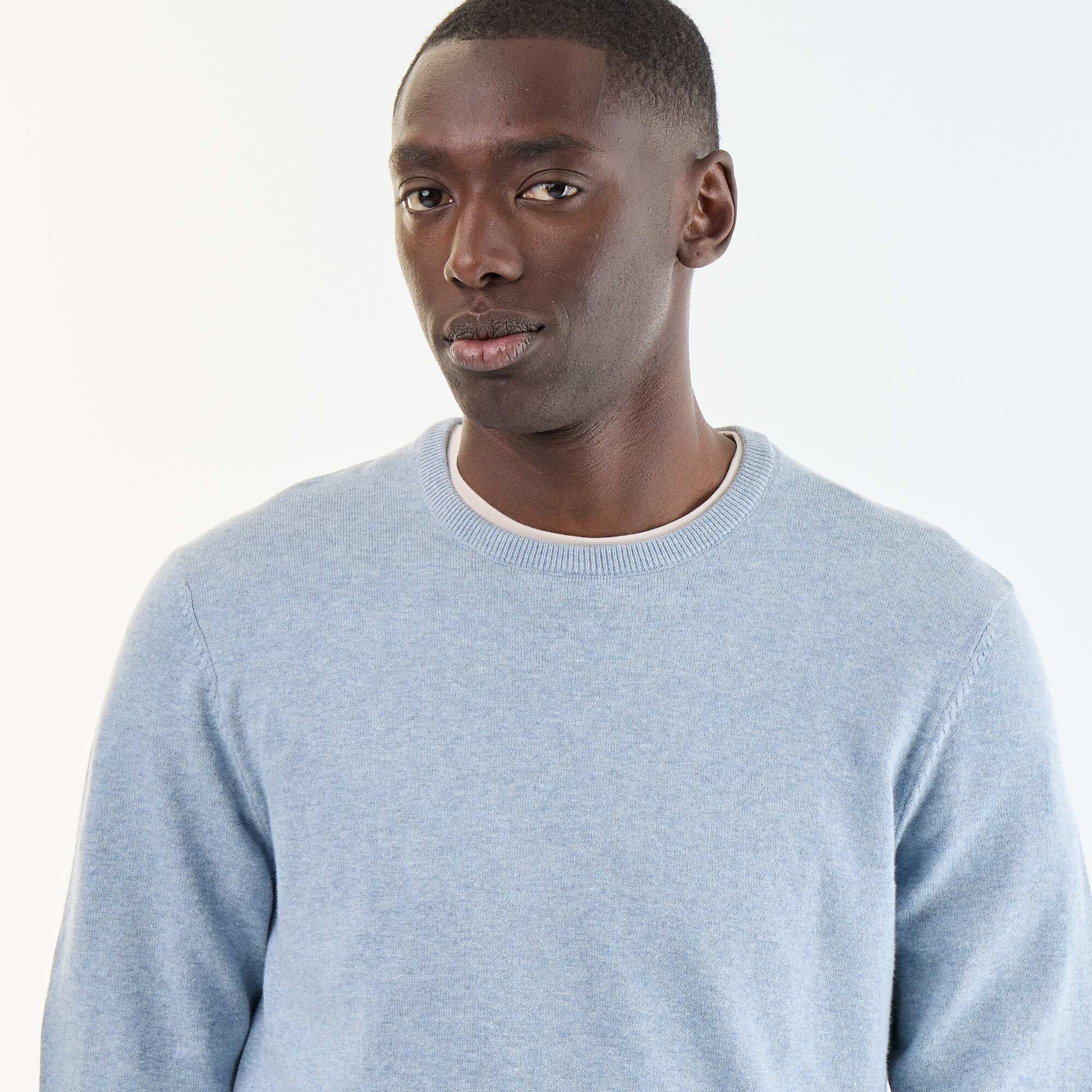 Plain round neck sweater BLUE