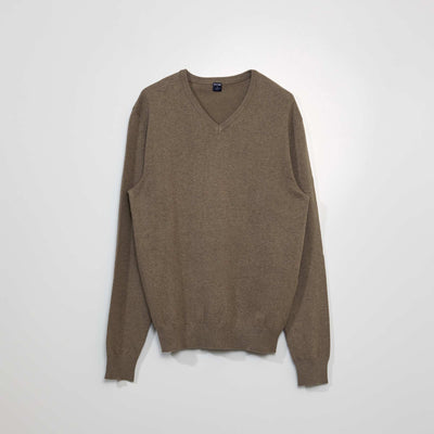 Basic Plain Knit Sweater BEIGE