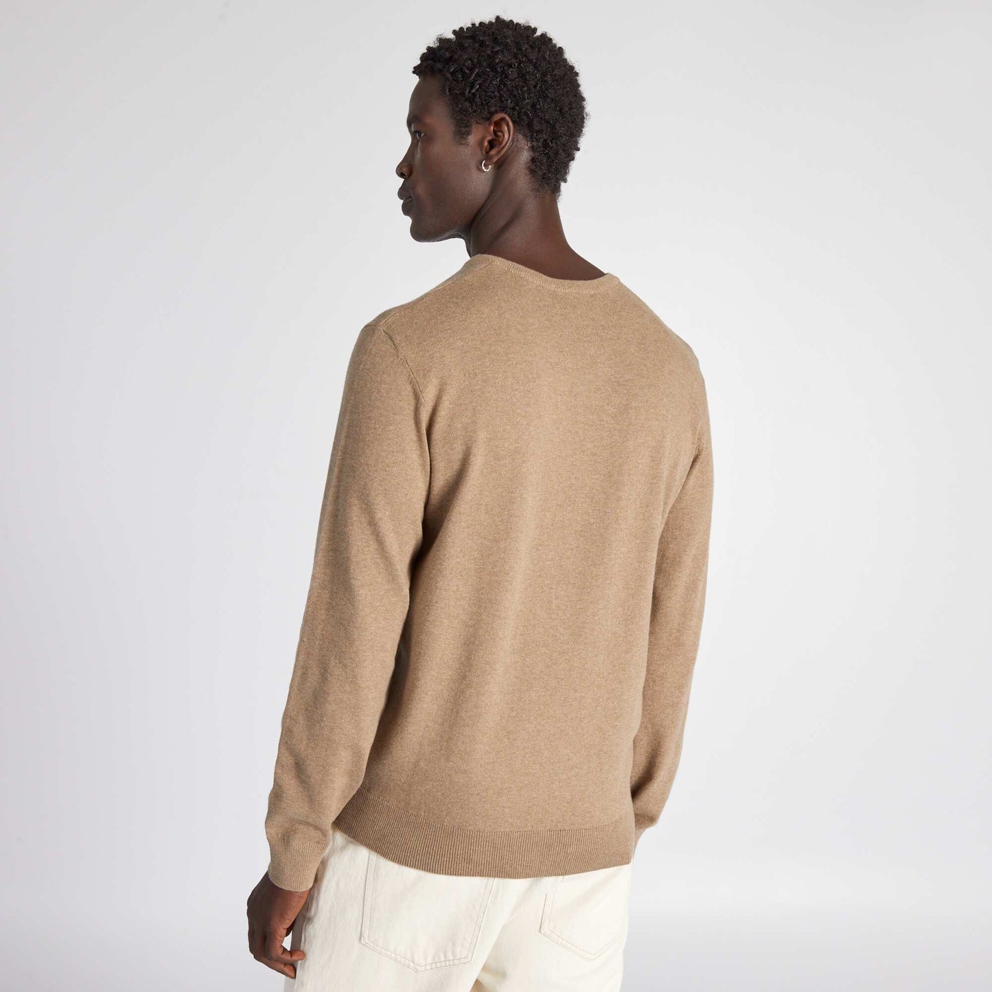 Basic Plain Knit Sweater BEIGE