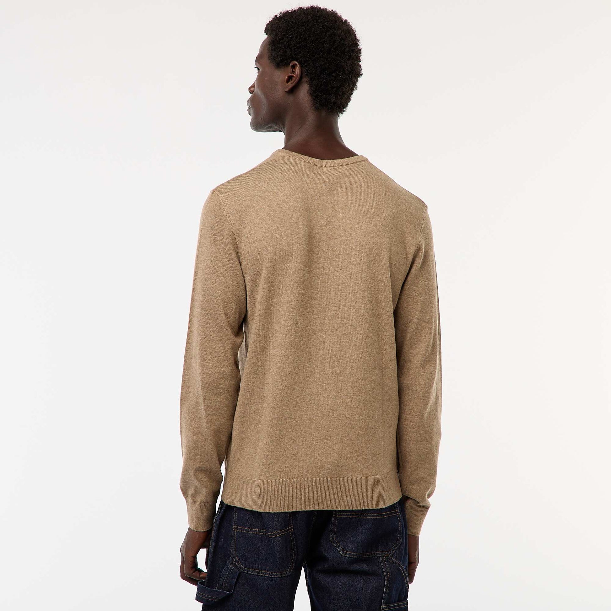 Plain knit basic sweater BROWN
