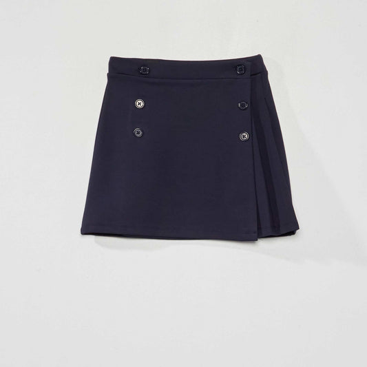 Short skirt with buttons on the front blue