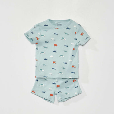 Ribbed short pyjamas - Two-piece set AO_CARS