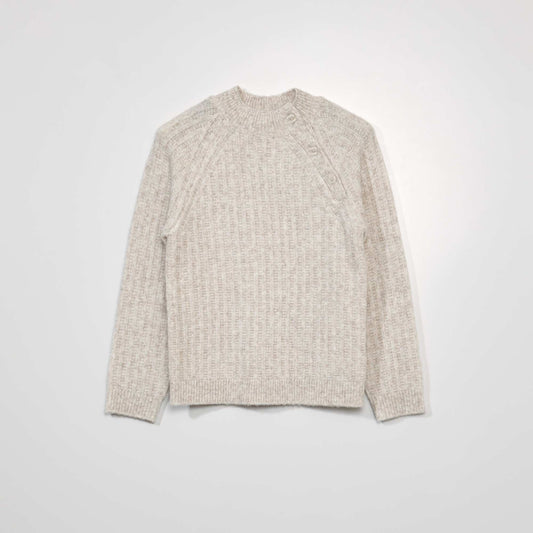 Knit sweater with high neck MIX_BEIG