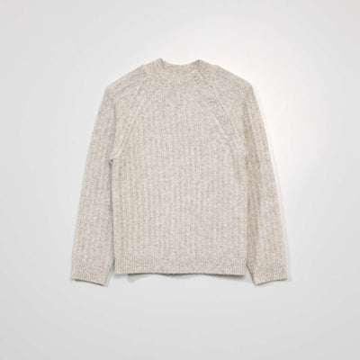 Knit sweater with high neck MIX_BEIG