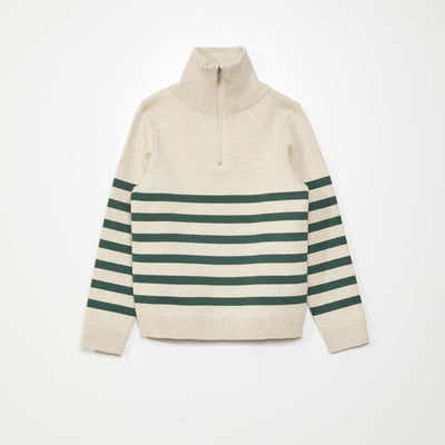 Zip-up high-neck sweater BEIGE