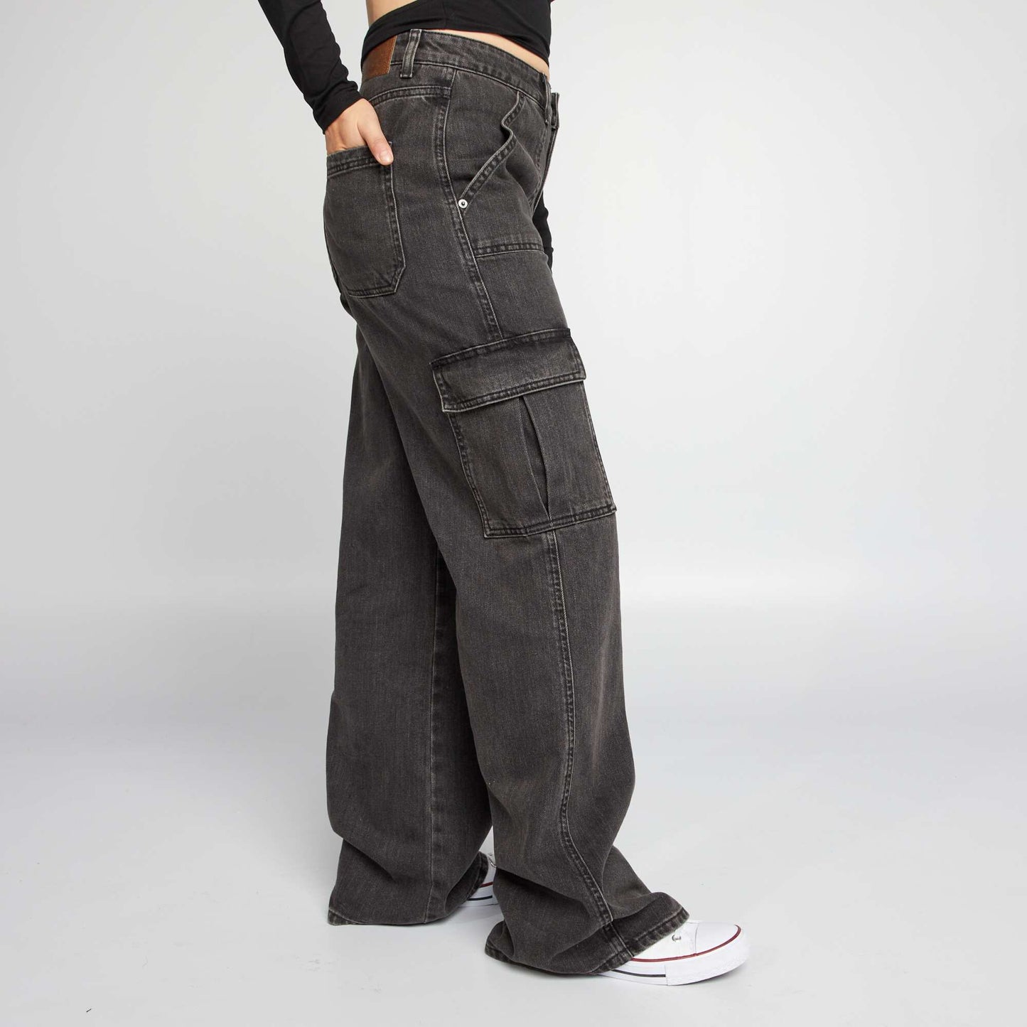 Wide-leg jeans with pockets CAME BLACK