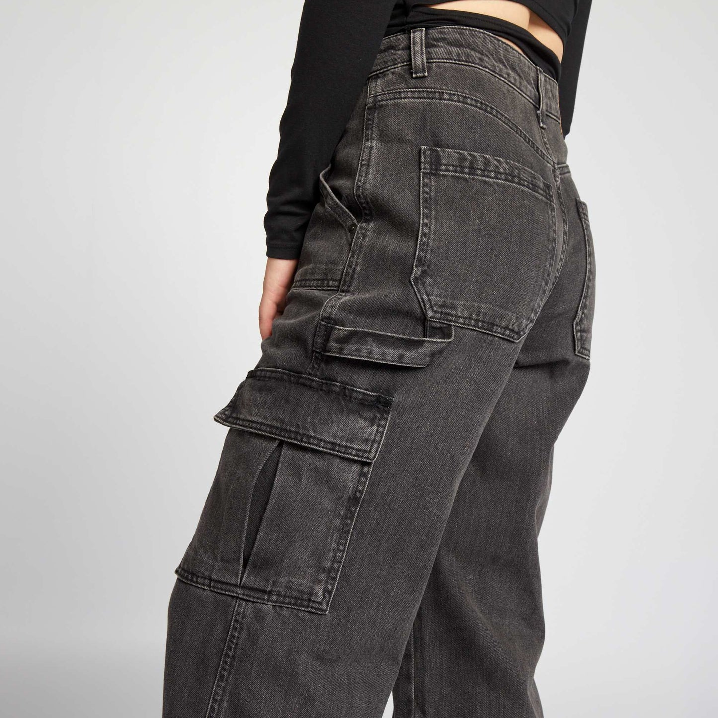 Wide-leg jeans with pockets CAME BLACK