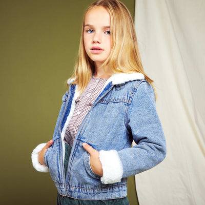 Denim jacket with aviator collar STON1