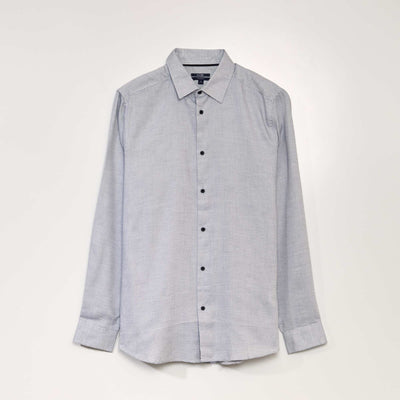 Cotton dobby regular-fit shirt BLUE