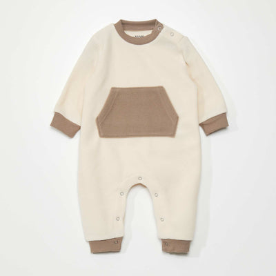 Two-tone fleece sleepsuit with kangaroo pocket MIXED