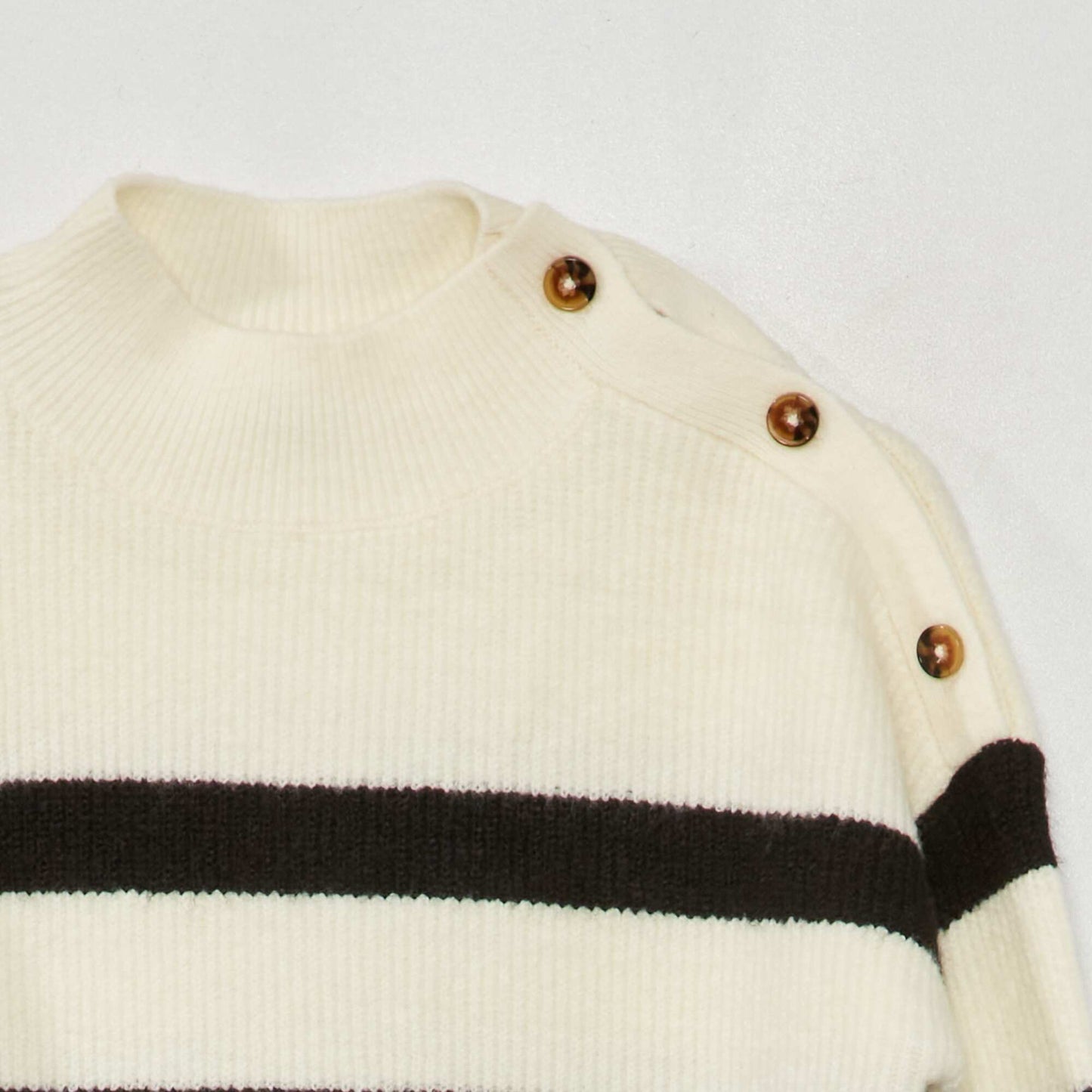 Long-sleeved Breton sweater ECRU_BLACK