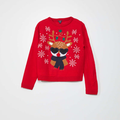 Christmas jumper with pompom RED_KIDNEY