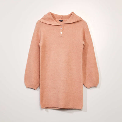 Hooded knit jumper dress PINK SAMPLE