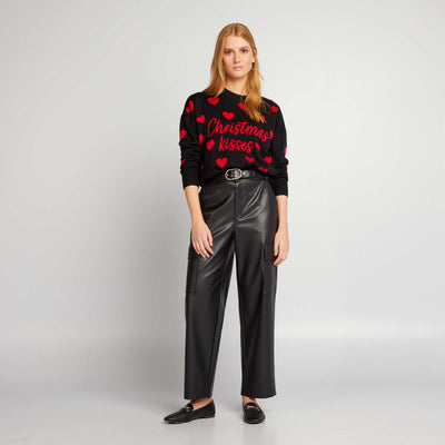 Jumper with heart pattern BLACK_KIS