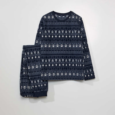 Long fleece pyjamas - 2-piece set AO JACQUARD