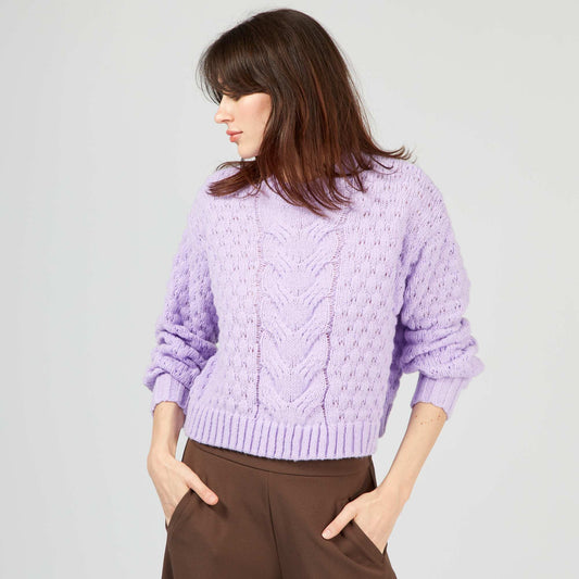 Woven knit sweater PURPLE_ROS