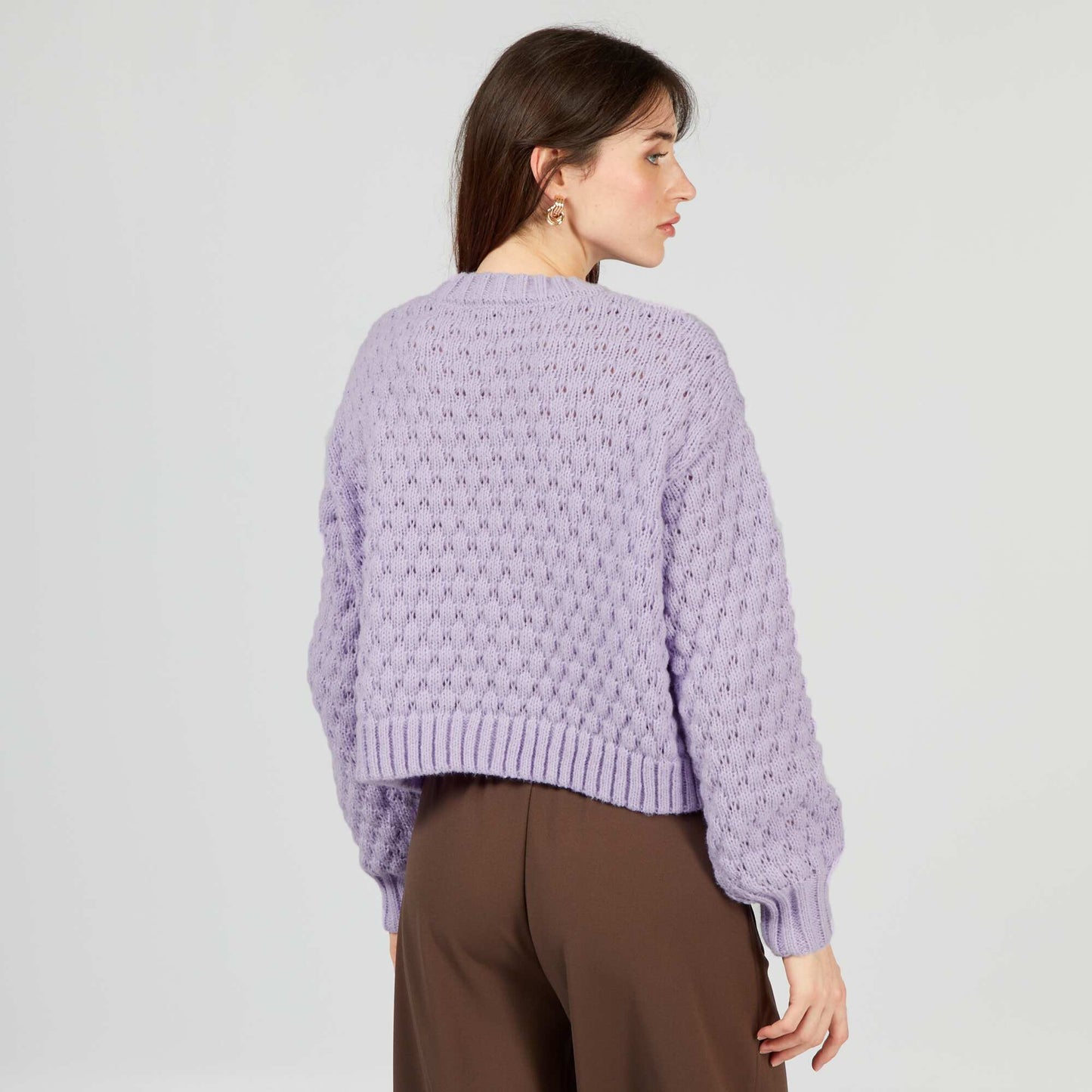 Woven knit sweater PURPLE_ROS