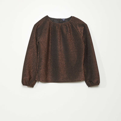 Stretch knit T-shirt BROWN
