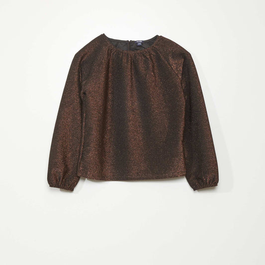 Stretch knit T-shirt BROWN