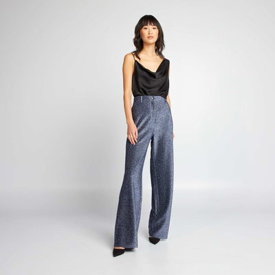 Glittery wide-leg trousers BLUE