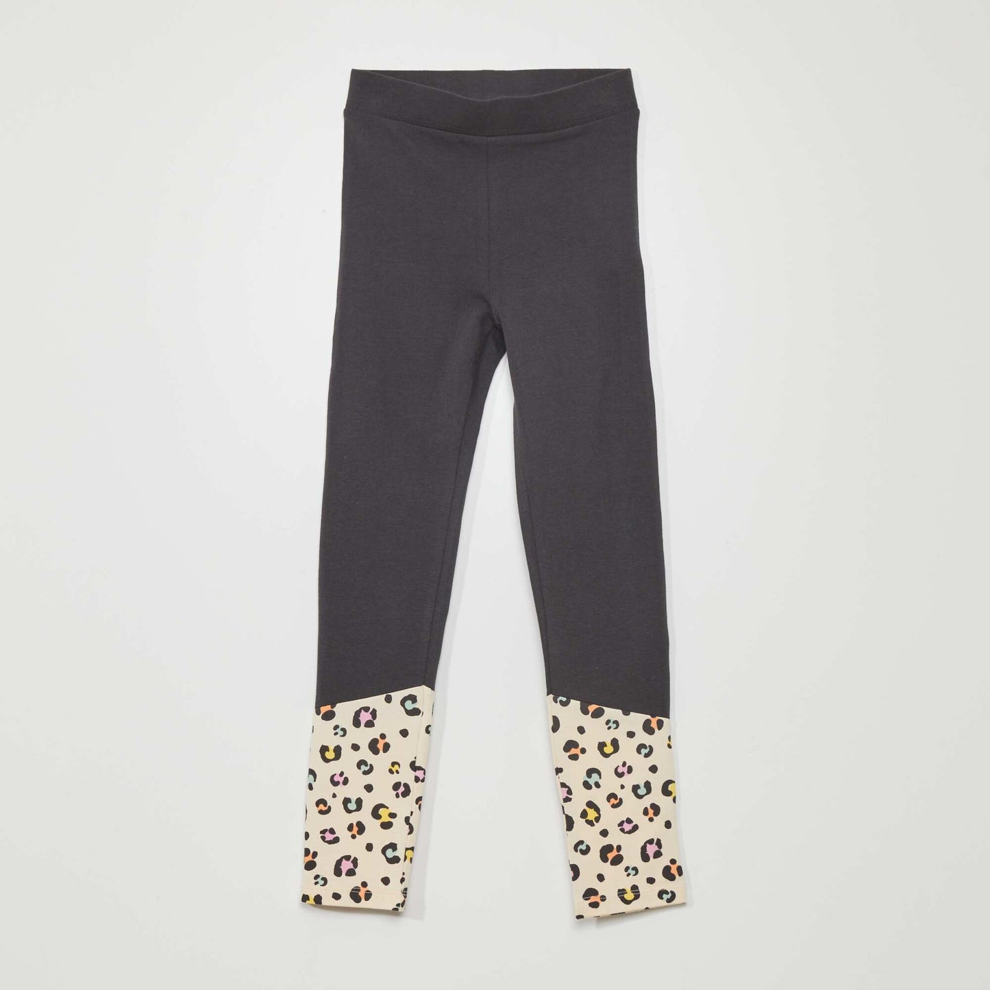 Jersey leggings with leopard print ankles BEIGE